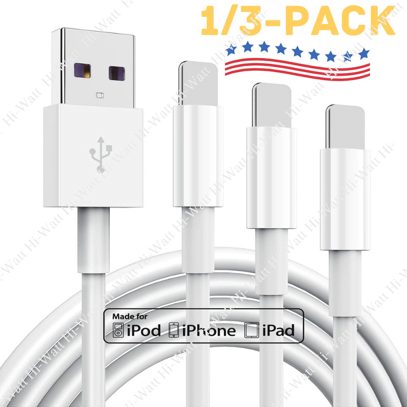 3Pack USB Fast Charger Cable For Apple iPhone 13 11 8 6 Plus Charging Cord 3/6Ft