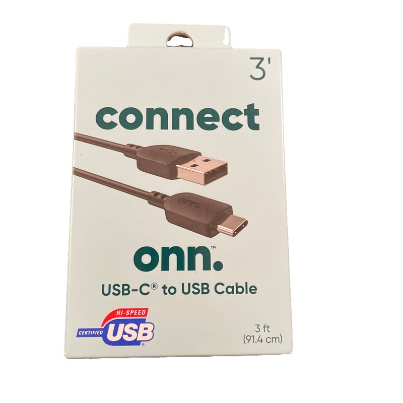 Connect Onn USB-C To USB Cable 3 Feet, Damaged Box