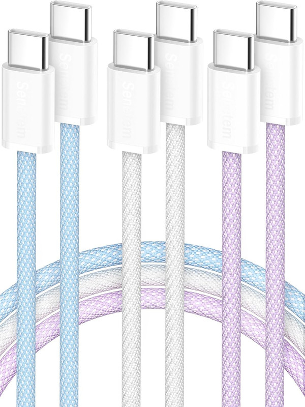 USBC to USB C Cable 10FT 3-Pack 60W (20V/3A), Type C to C Long Charger Cord Fast