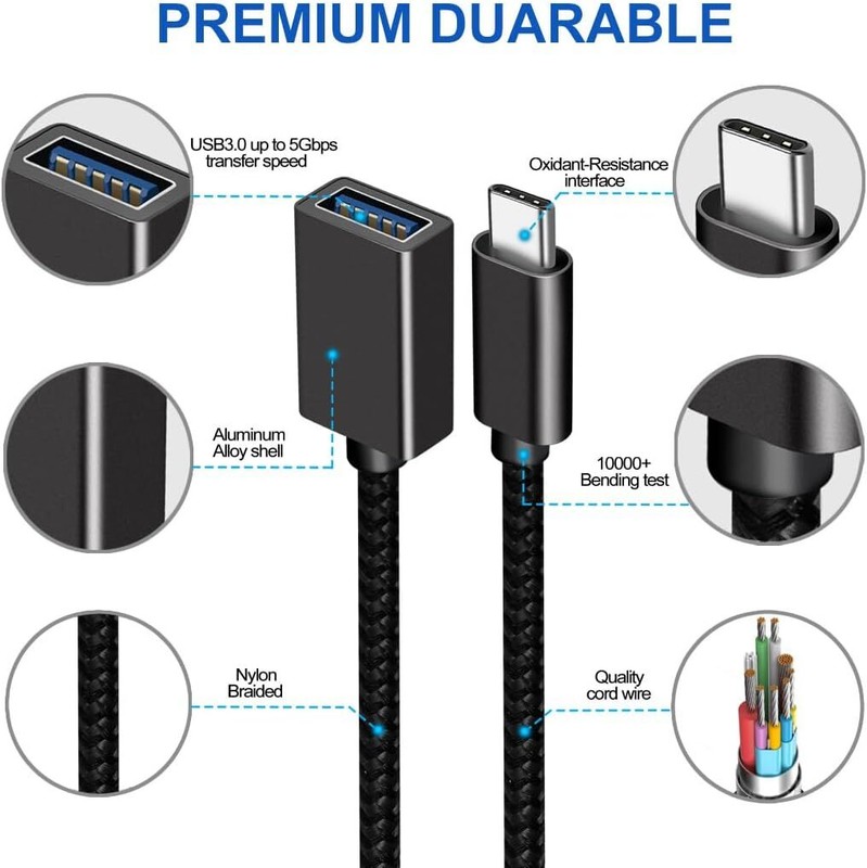Lot USB-C 3.1 Type C Male to USB 3.0 Type A Female OTG Adapter Converter Cable gallery