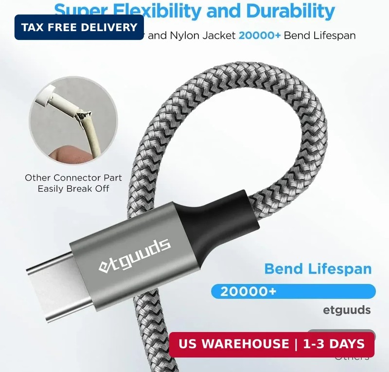 etguuds USB to USB C Cable 3ft, 2-Pack USB A to Type C Charger Cord Fast Chargin gallery