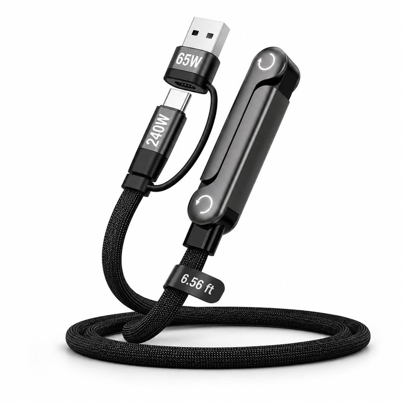 240W Fast Charging Cable With USB C A Adapter Multi Charging Cord Wire 6.56ft