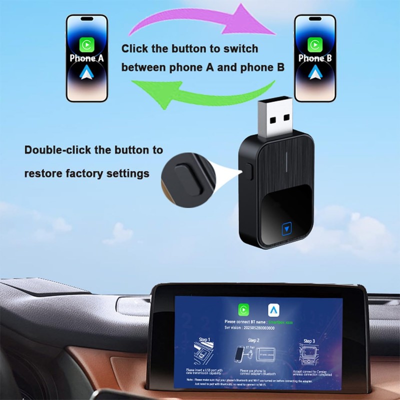 Sehawei 2-in-1 Wireless CarPlay/Android Car Adapter 2025 Upgrade Wired CarPla... gallery