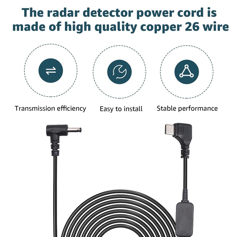 Hodeoo USB C to DC3.5 for Cobra Uniden Whistler Radar Detector Power Cord gallery