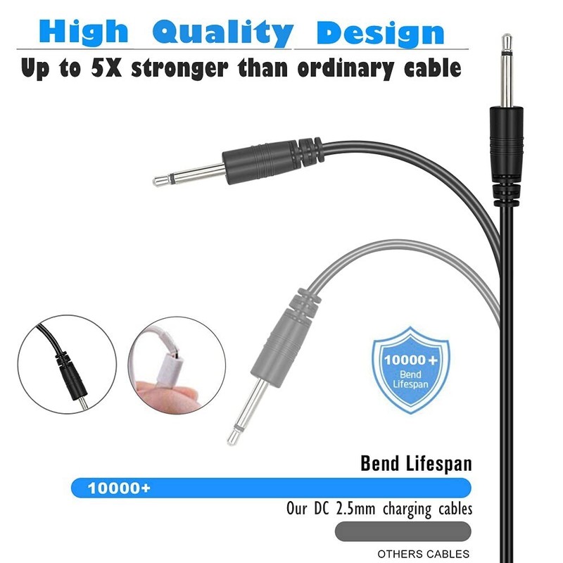 2pk 2.7ft Replacement DC Charging Cable, USB to DC 2.5mm Fast Charger Cord Adapt gallery