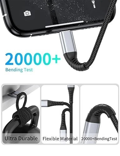 Short iPhone Charge Cable 6 Inch, 3Pack 0.5 Foot USB to Feet, Black gallery
