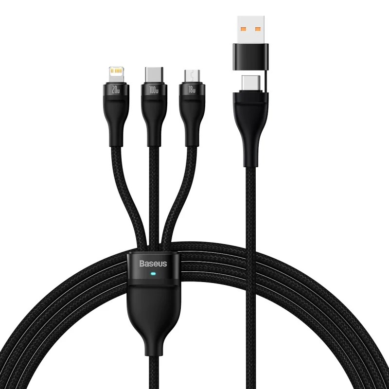Baseus 3in1 100W USB-C Charger Cable for iPhone, Macbook, Samsung, Xiaomi gallery