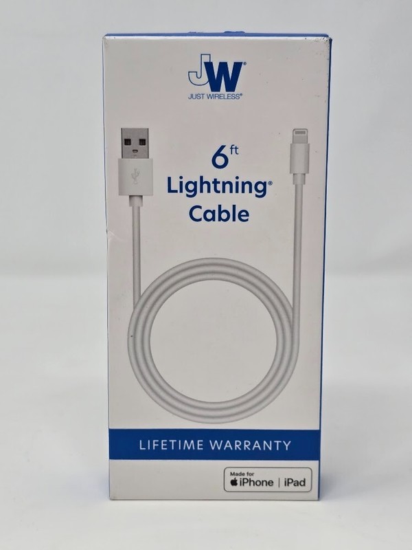 Just Wireless 6ft iPhone connector to USB-A PVC Cable for iPhone/iPad – Open Box