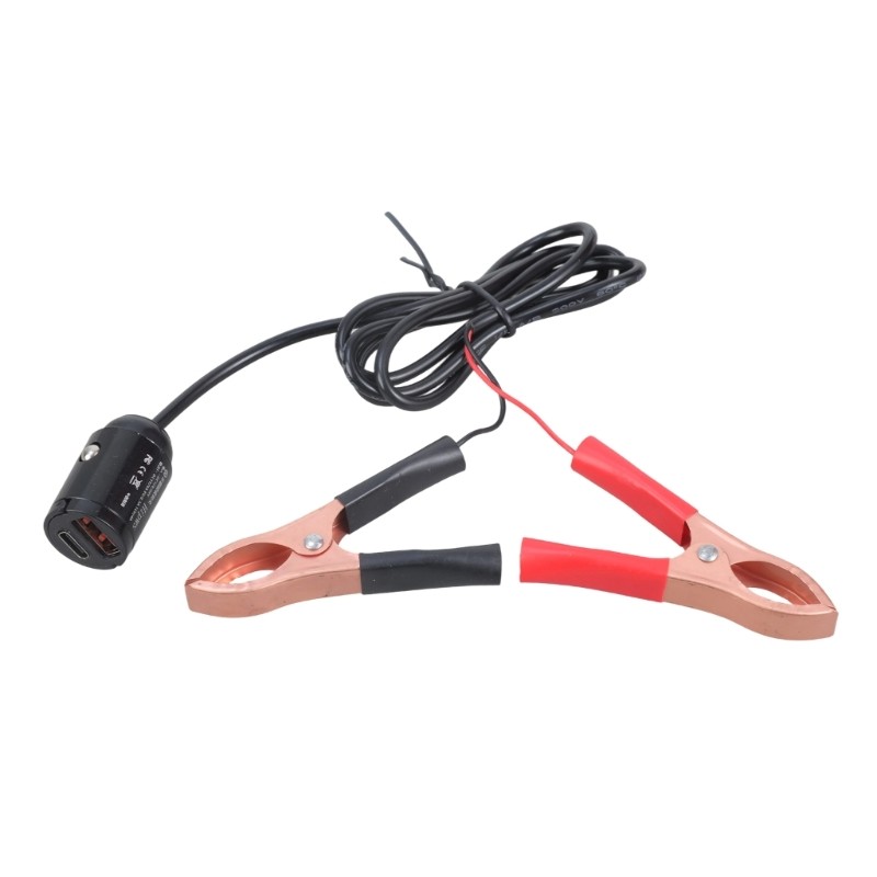 Vehicle Power Adapter 12V To 5V USB Charger With Alligator Clamps Double Port gallery