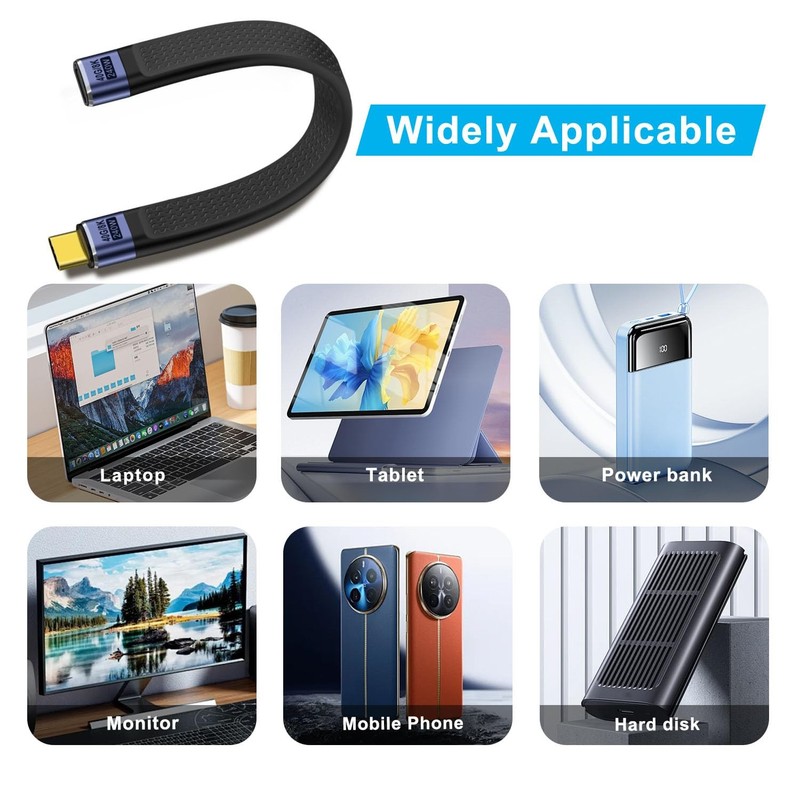 USB C Extension Cable 40Gbps Flat USB C Extension Cable 240W 48V 5A Support A... gallery