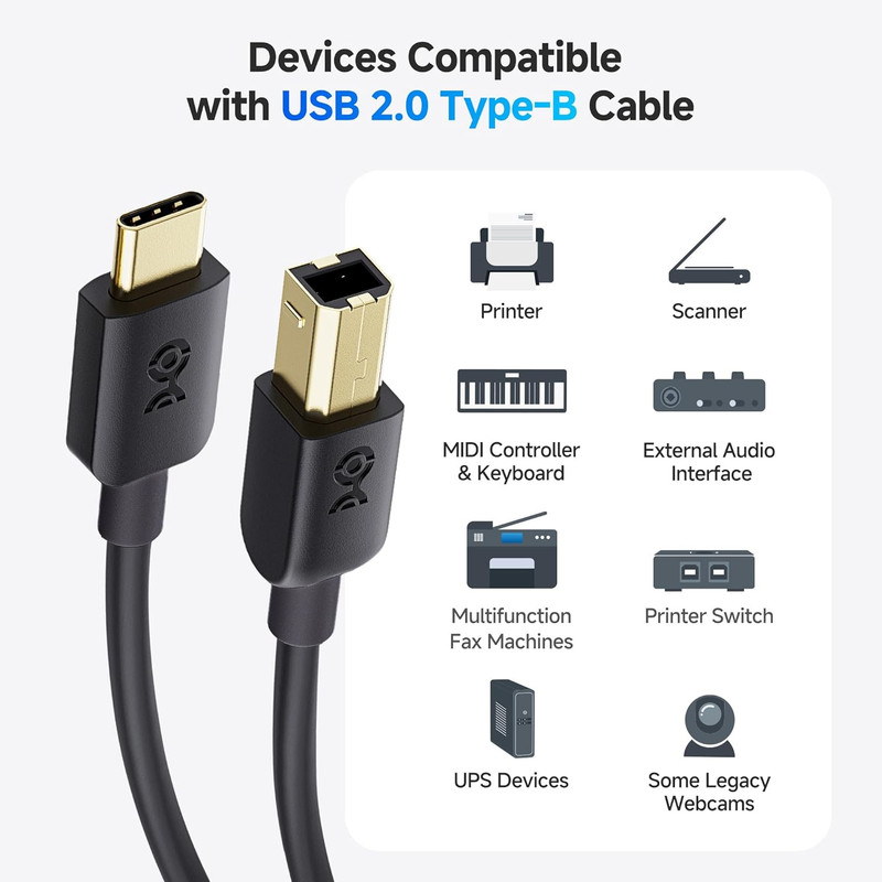 USB B to USB C Cable - 3.3Ft, USBC to USBB Cable, MIDI to USBC Cord, Compatible gallery