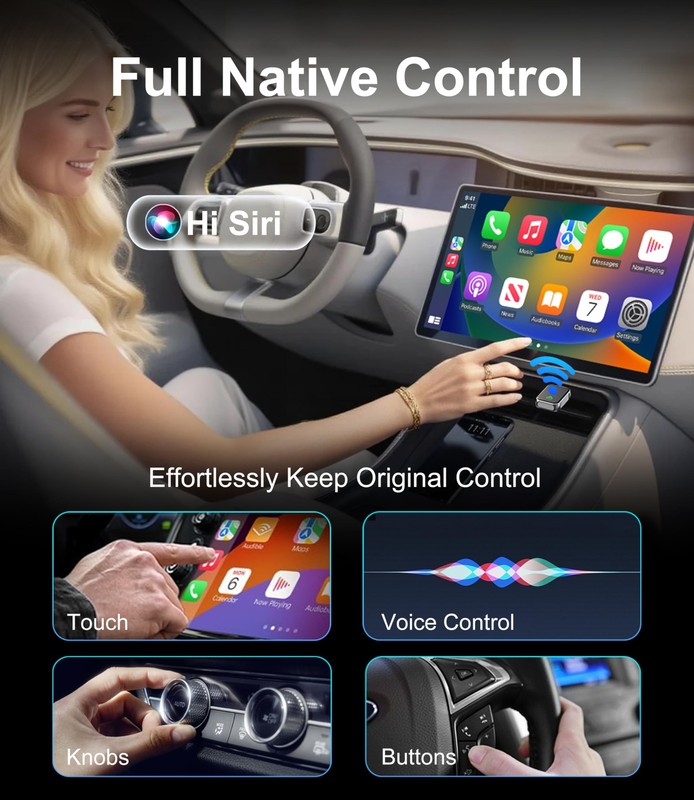 Wireless CarPlay Adapter for Apple iPhone & Android Auto - 2-in-1 Fast & Stab... gallery