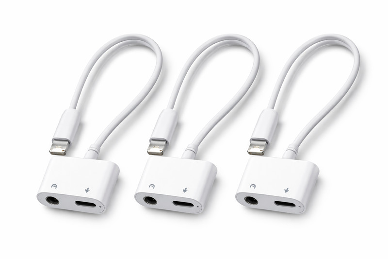 3 Pack Audio Headphone & Charging Adapter – 2 in 1 Splitter for iOS Devices
