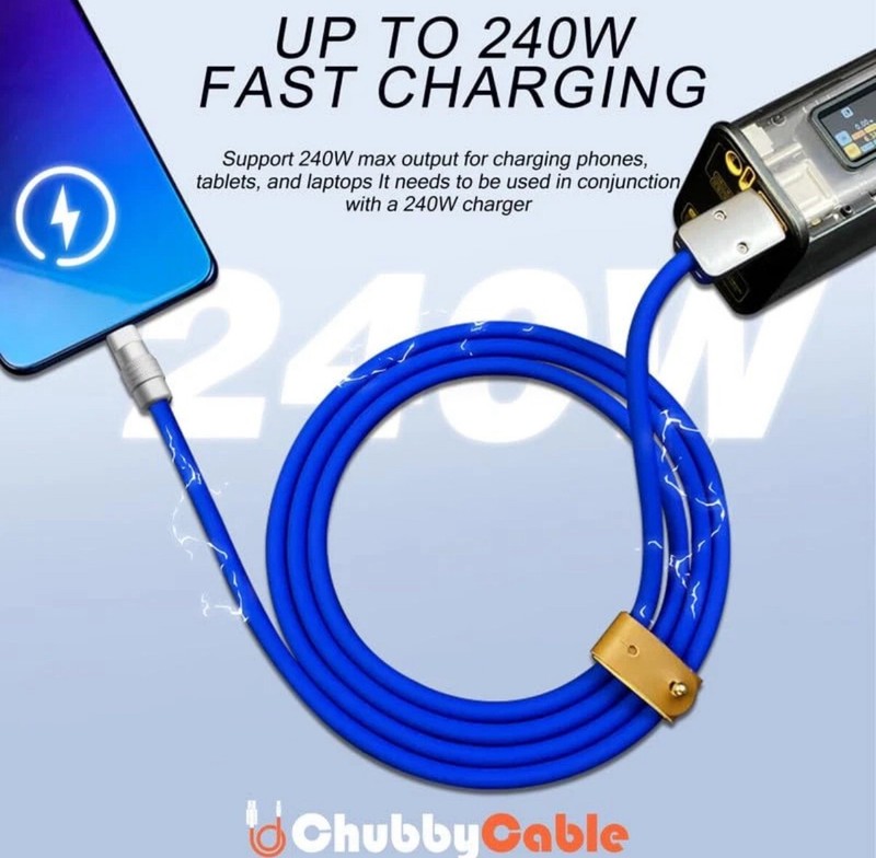 Chubby 2.0 Fast Charging Cable Durable Soft Silicone USB C Cable 240W 3.3ft gallery