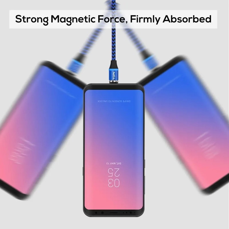 3 in 1 Magnetic Charging Cable 360 Rotation Fast Charge 6.6ft For iPhone Samsung gallery