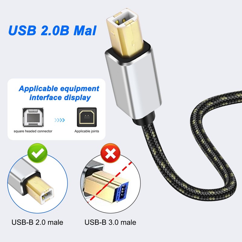 Type C + USB A to USB-B Printer Cable MIDI Cord 2 in 1 C/A Male to B Male Y S... gallery