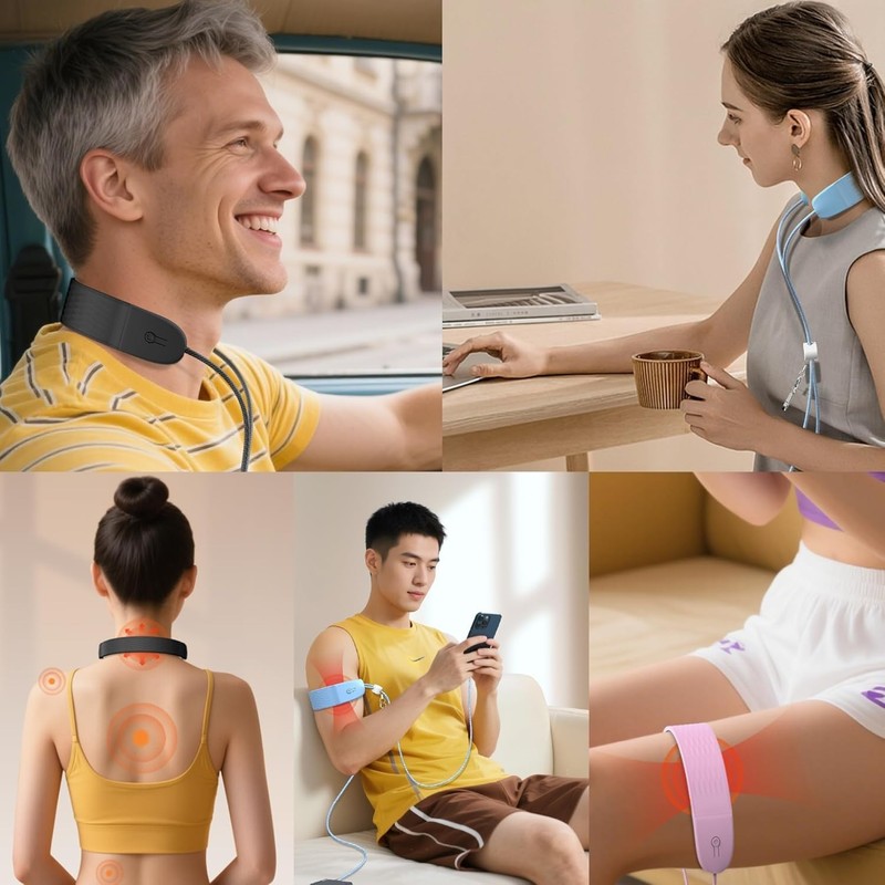 100W Fast Charging Neck Massager Cable | 3-Modes Silicone Vibration with USB C gallery