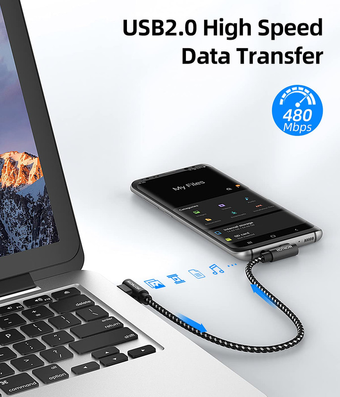 Cable USB A a USB C Angulo Recto 90 Grados 1 Pie 3 Pack Nylon de Carga Rapida gallery