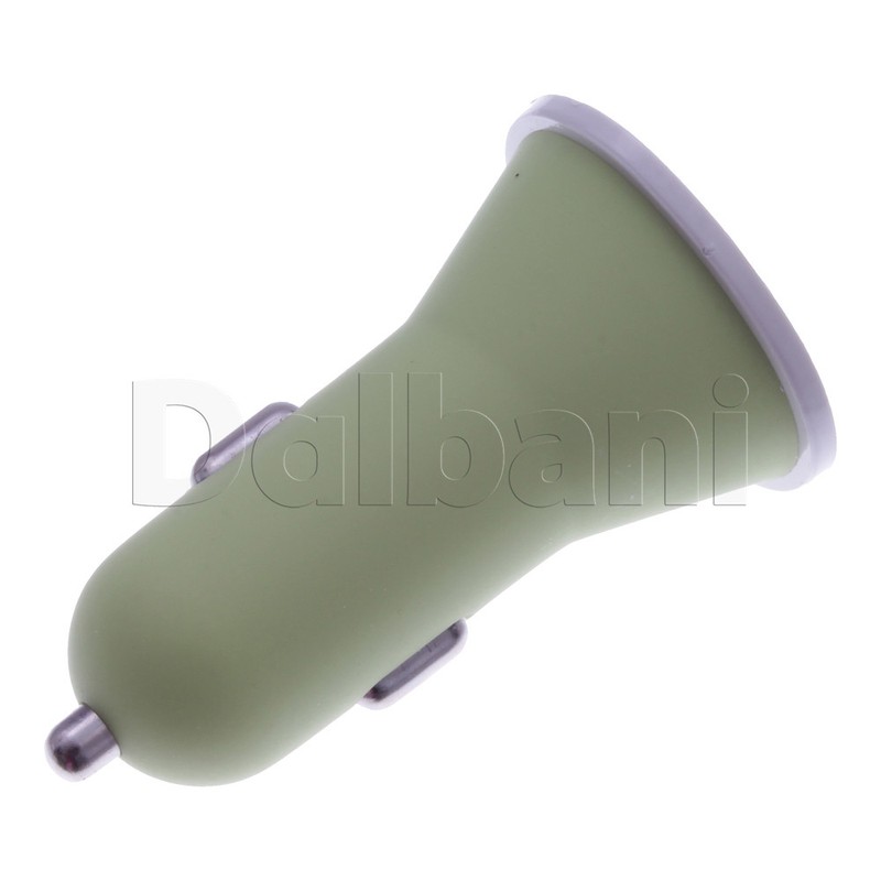 Dual Port USB Car Charger Matte 2.1A 1A Green for Universal Devices