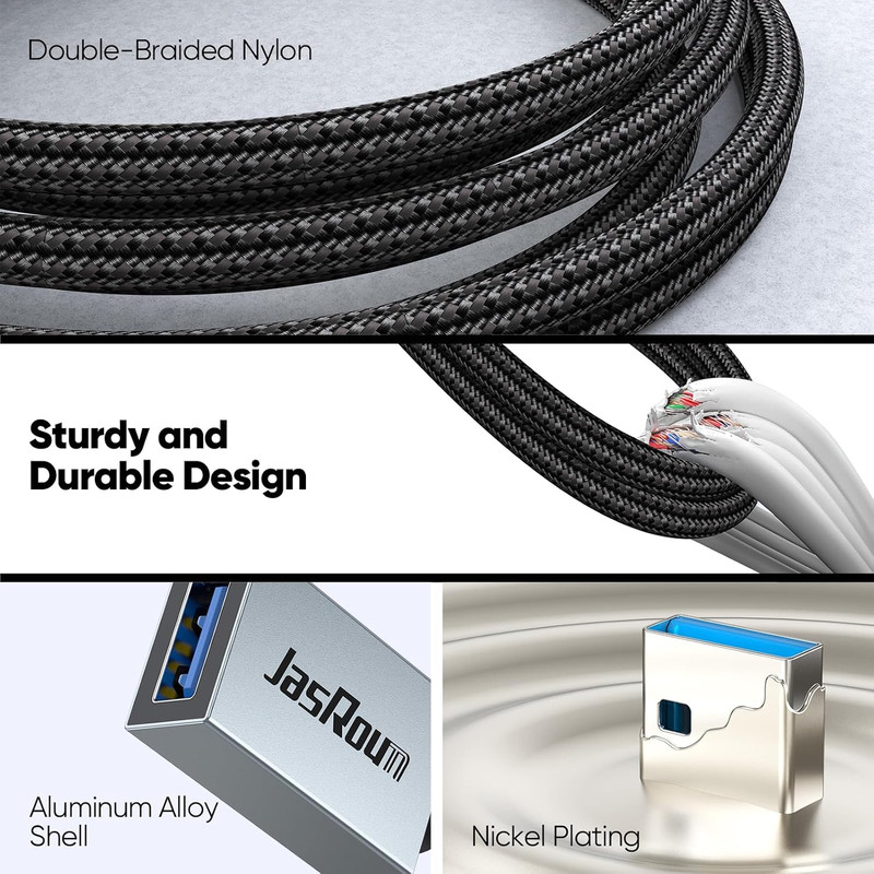 USB Extension Cable 1ft Braided 3.0 Male to Female Fast Data Transfer and gallery