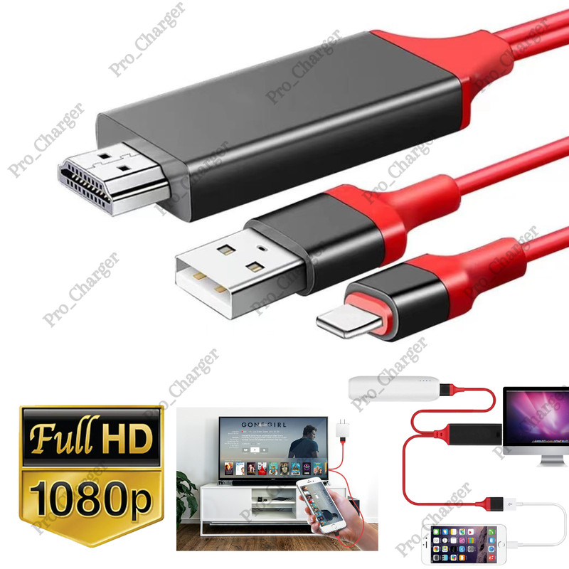 For iPhone 14 13 12 11 XR 8 7 6 HDMI Mirroring AV Cable Phone to TV HDTV Adapter