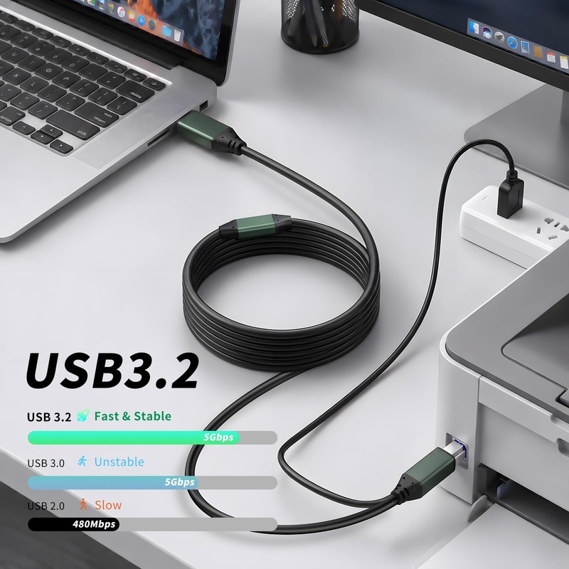 USB 3.0 Printer Cable A Male to B Male （30Ft/10M） with Scanner, Printers, Des... gallery