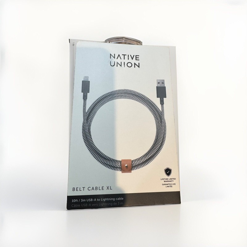 Native Union Apple MFi Certified 10 ft Lightning-to-USB-A Charging Cable – Zebra