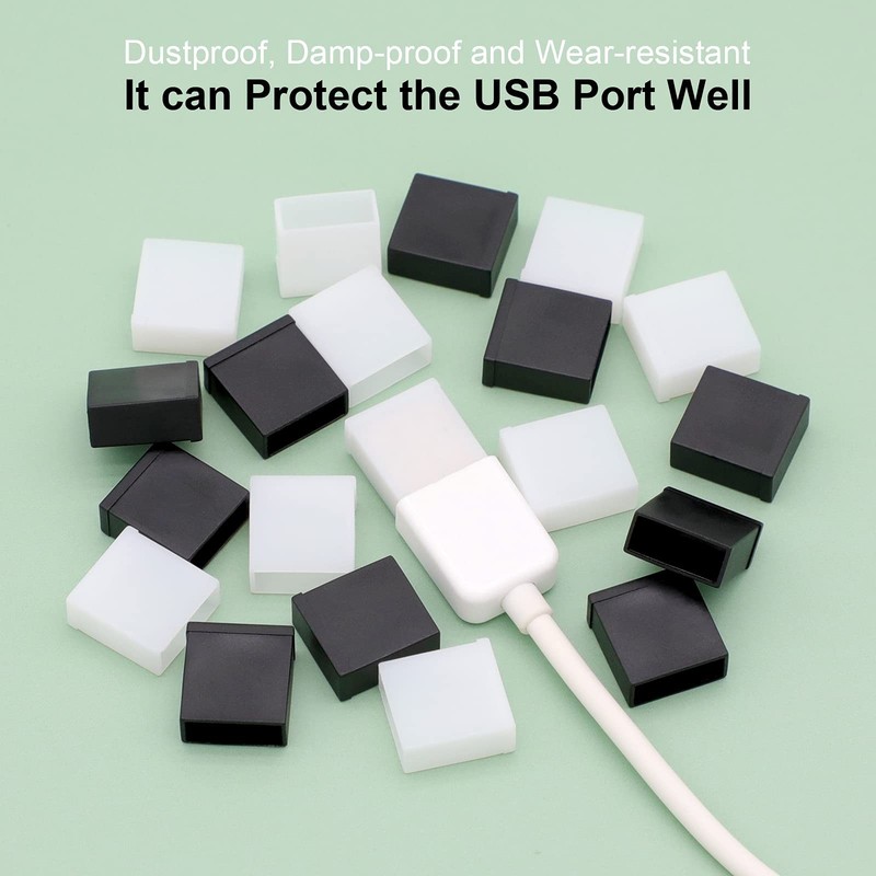 20 Pcs Black Clear Plastic USB A Male Anti-Dust Plug Cover for Personal Computer gallery