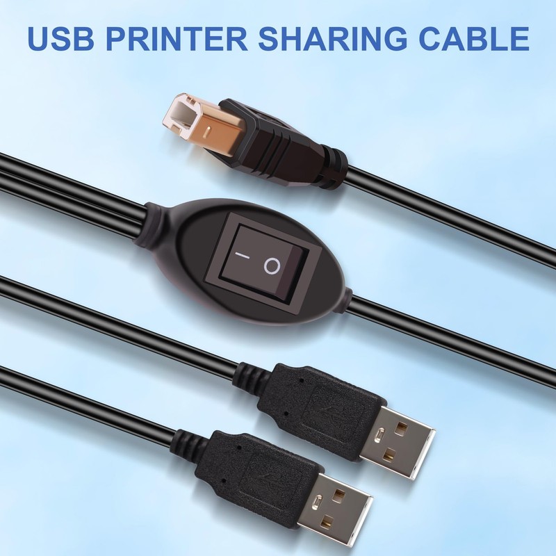 2 in 1 Printer Cable Splitter, USB B to Dual USB A Cord for Two Computers Sha... gallery