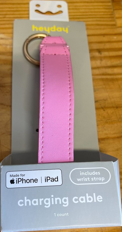 Heyday Wrist Strap & Keyring w/ Lightning Charging Cable for iPhone iPad-Pink