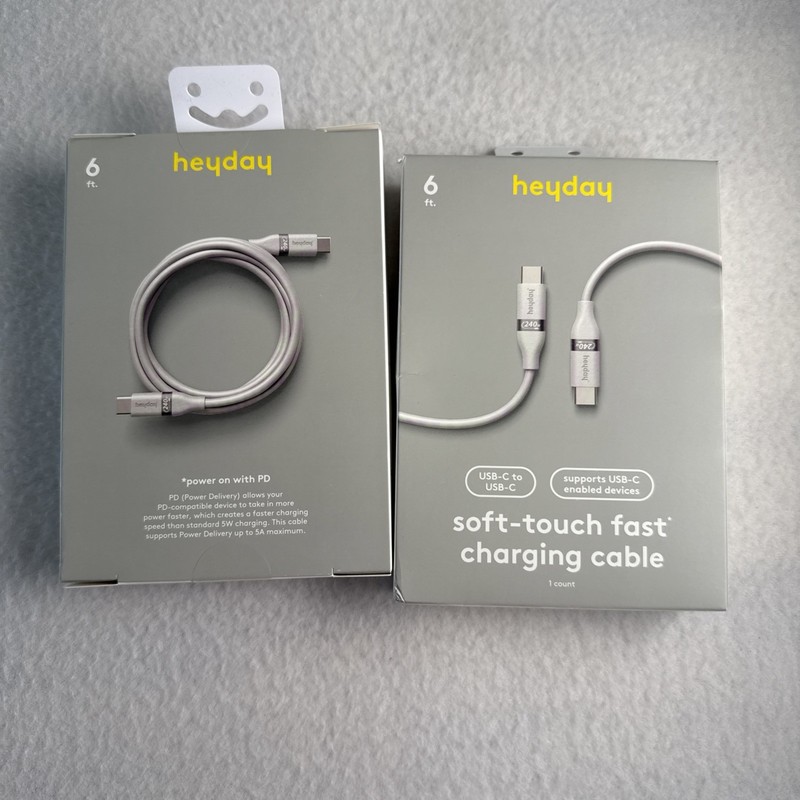 2pk 6′ USB-C to USB-C Fast Charging Silicone Cable – heyday White Clay