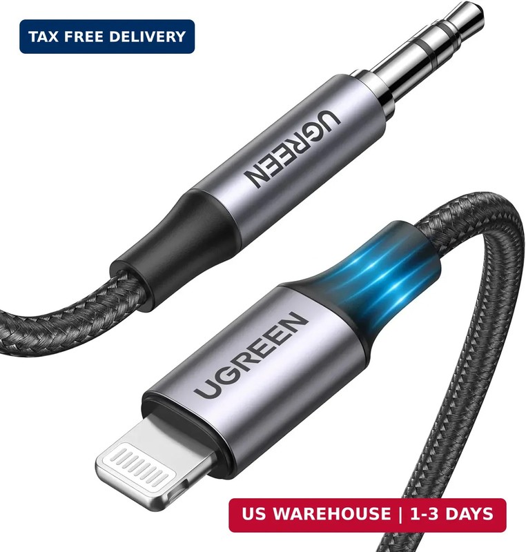 UGREEN Aux Cord for iPhone Aux to Lightning Cable for Car Adapter MFi Certified