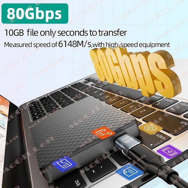 USB4 Magnetic USB C to USB C Adapter 240W 80Gbps Fast Charging 8K 60Hz gallery