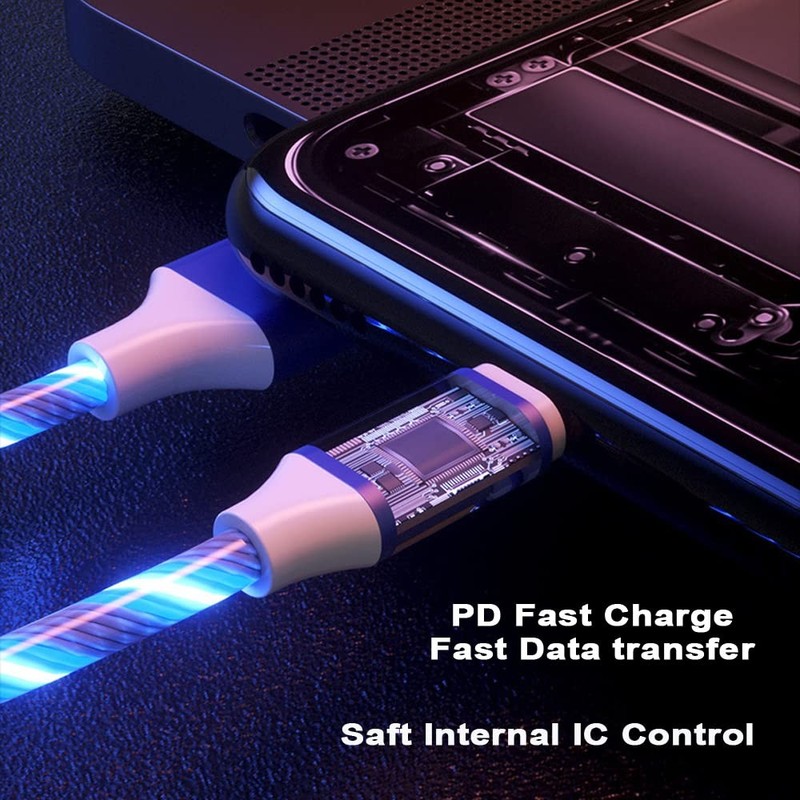 39 Inch Blue 3 in 1 USB A to USB C Micro Fast Charging Cable Lighted LED gallery
