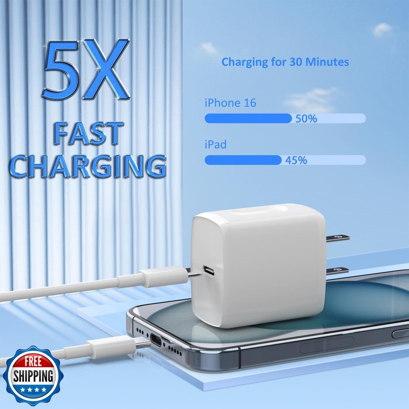 USB C Charger Type C Fast Charging 2 Pack 25W Chargers Block with 2 Pack 6FT gallery