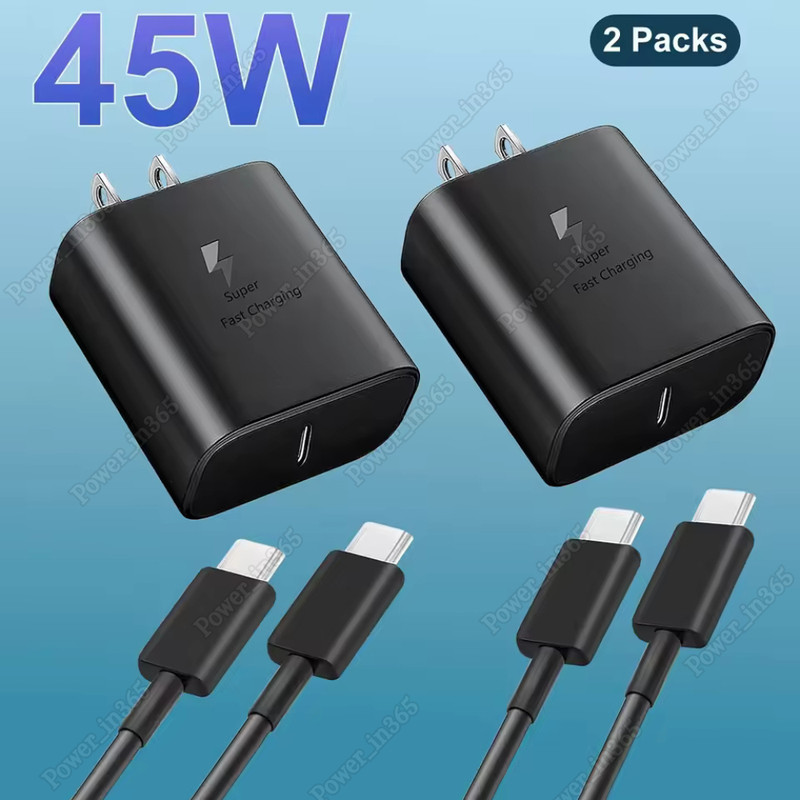 45W Super Fast Charger Power Adapter Block Type C Cord For Samsung Galaxy Google
