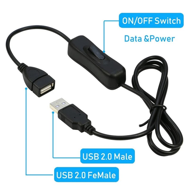2 Pack 3Ft USB Power Switch Cable USB Male-Female Adapter with On/Off Switch gallery