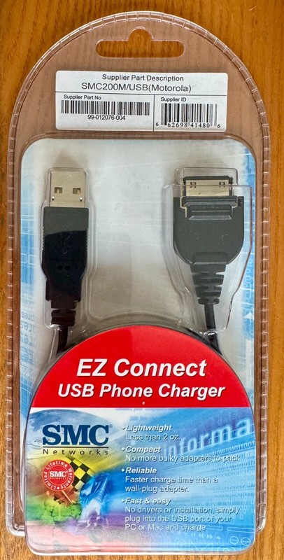 NIB SMC EZ Connect USB Phone Charger Motorola Nokia – 90s & 00s Vintage Mobile