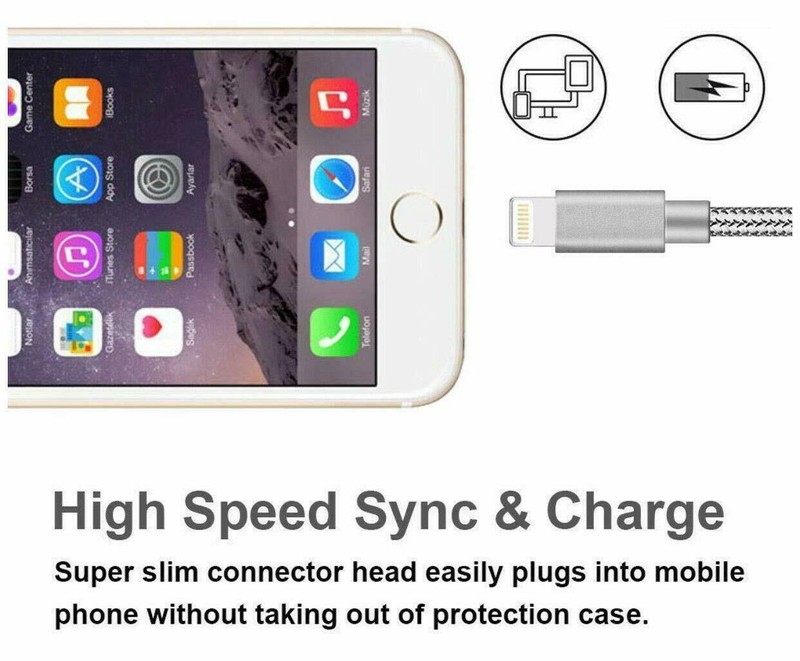 For iPhone 11 12 13 Pro Max 6/10 ft Charging Data Sync Cable Cord 3 Pack gallery