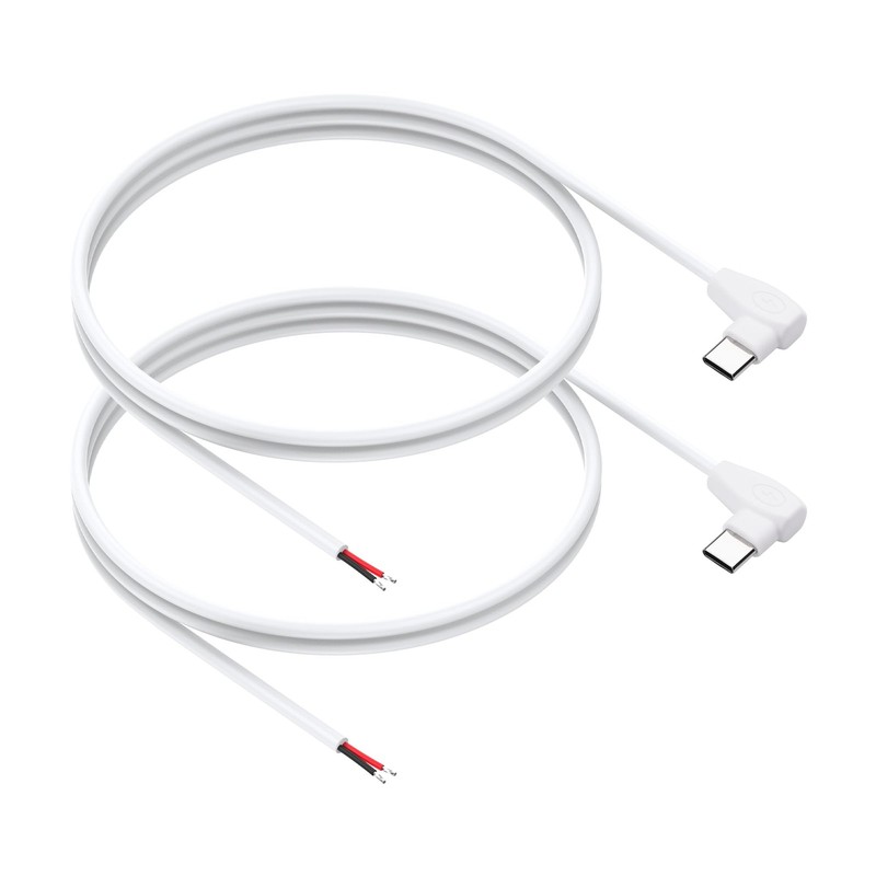 90 Degree USB C Male to 2 Pin Bare Wire Open End Power Pigtail Cable 1M 2 PCS
