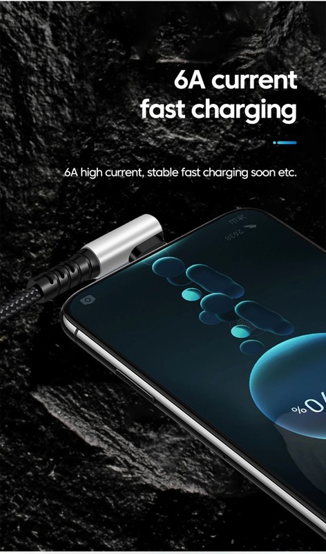 25cm/50cm 90° USB-C to USB-C Fast Charging Cable 6A Right Angle Data Cord gallery