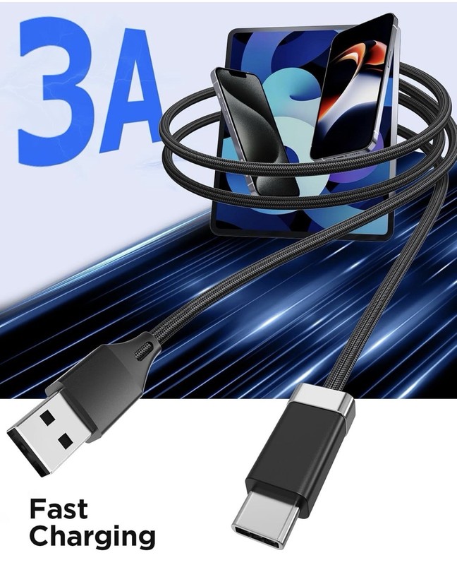 USB A to USB C Cable 3.3FT, Braided StayCable Built-in Magnetic Holder gallery