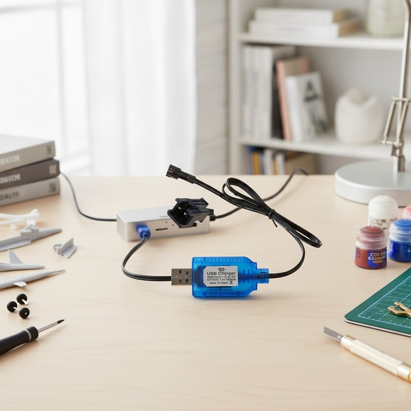 7.4V USB Charging Cable with SM-2PIN Plug - Efficient and Safe for RC Batteries