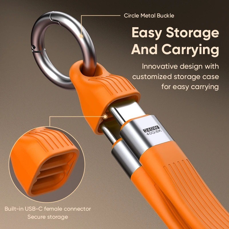 USB C to Type C Cable 240W 40Gbps 8K Video Fast Charging Keychain Mini Portable gallery