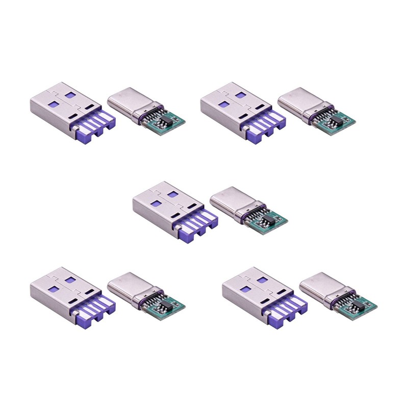 5 Sets DIY Type-C USB Fast Charge Adapter 5A Male Connector Welding Adapter Y gallery