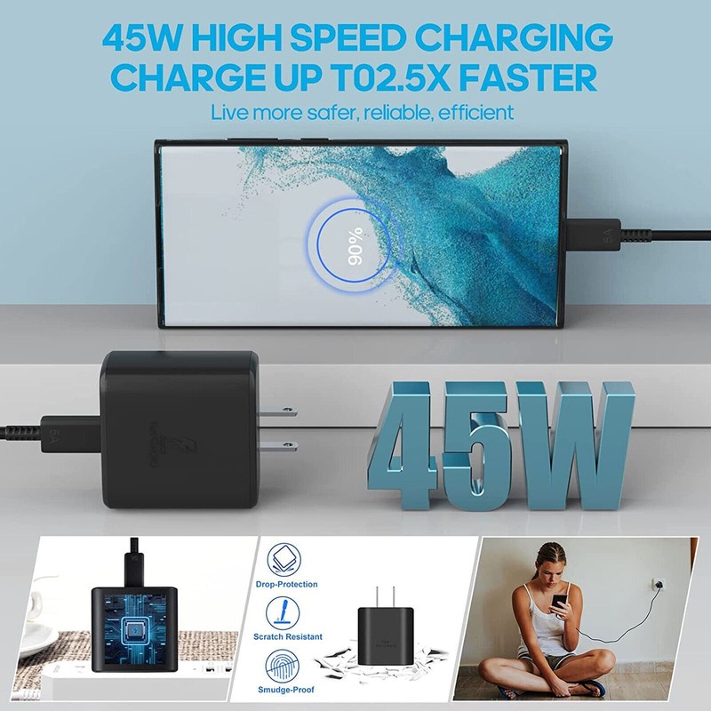 45W USB-C Charger & 6FT Cable for Samsung Galaxy S22 S23/S21/S20/Note 20 gallery