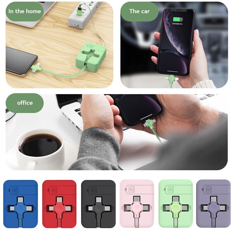 3 in 1 Fast Charging Cable Cell Phone Charger Cord for iPhone USB Micro Type C