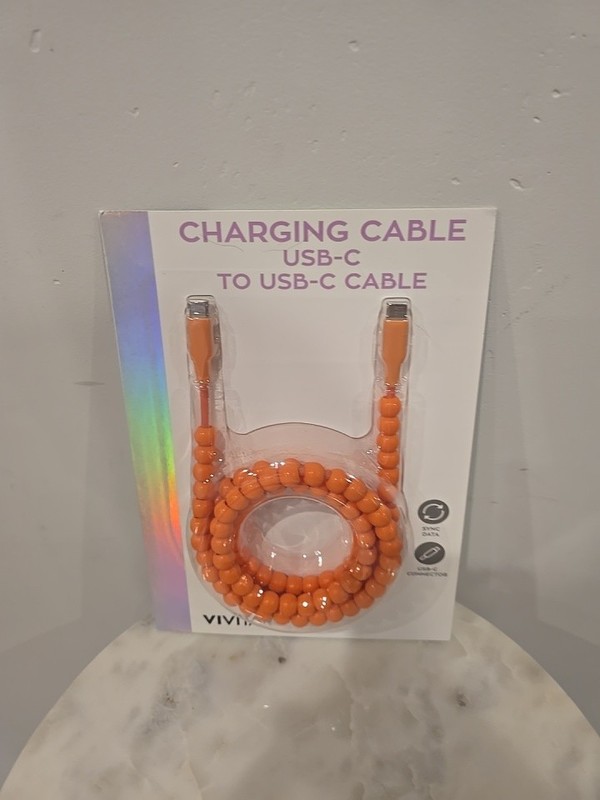 Charging Cable USB-C To USB-C Cable 3ft New Brand New Orange Beaded Design