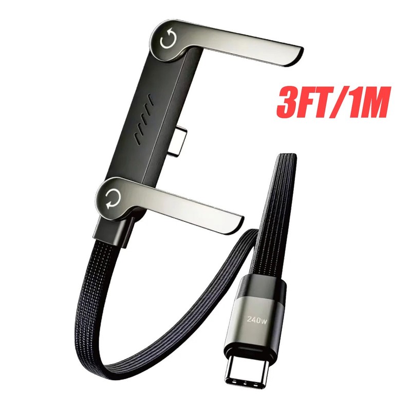 2-in-1 Invisible Holder Charger Cable–240W Fast Charging Cord with Phone Stand