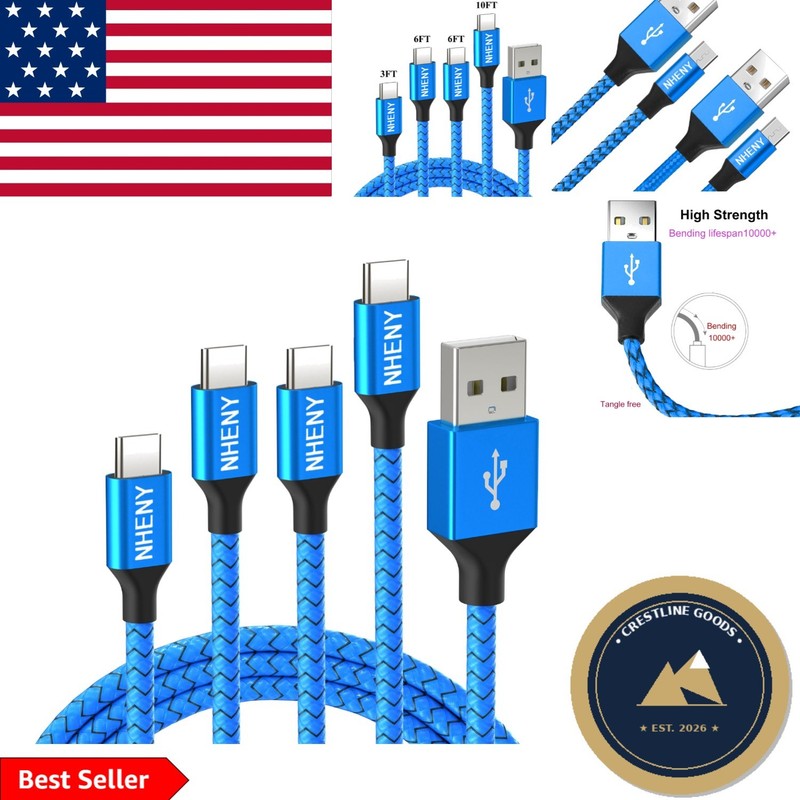 Rapid Charging USB Type C Cable – 4 Pack Assorted Lengths for All Your Devices